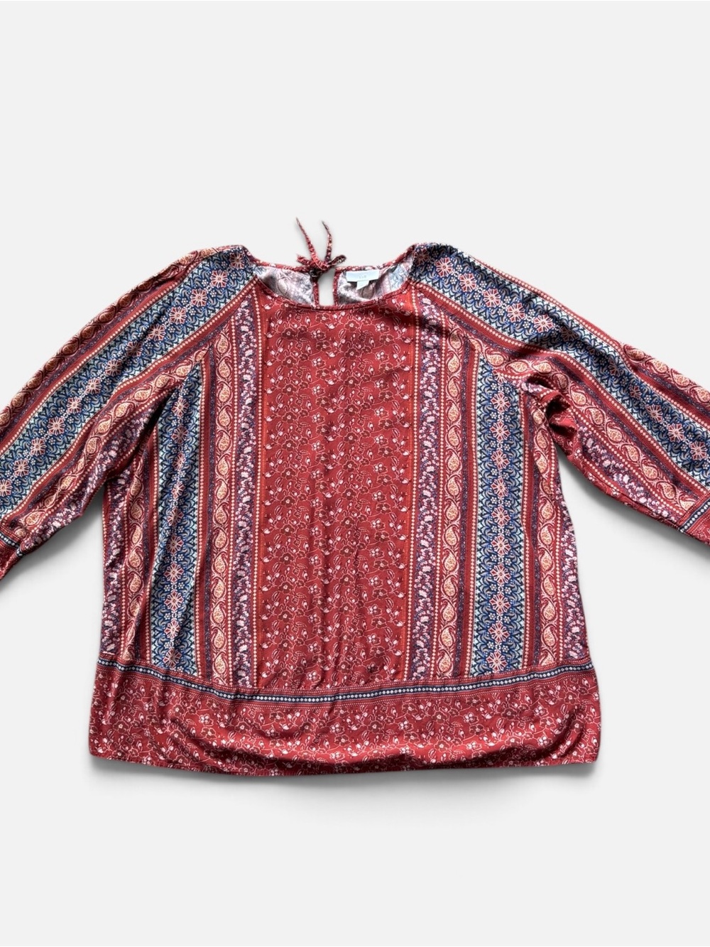 J. Jill Red and Navy Patterned Peasant Blouse XL
